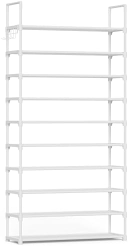 Kitsure 10 Tier Shoe Rack, Tall Shoe Organizer, 32.2" Wide, White