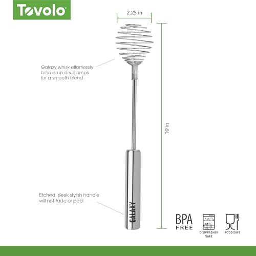 Tovolo Spring Whisk Stainless Steel 10 Inch Galaxy Coil Whisker for Cooking Blending Mixing Stirring Whipping Whisking and Beating, Easy to Clean Dishwasher Safe Frother Stirrer Blender Coil Whisk