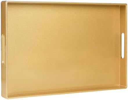 MAONAME Gold Decorative Tray for Coffee Table, Serving Tray with Handles