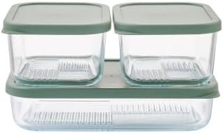 Glass Food Storage Containers with Lids — 6 Piece — 26.5 oz & 40.57 oz Glass with BPA-Free Leak Resistant Stackable Lids — Microwave, Oven & Dishwasher Safe — Ideal for Meal Prep & More - Soft Sage