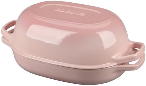 EDGING CASTING Enameled Cast Iron Oval Dutch Oven Pot with Lid, Dutch Oven for Sourdough Bread Baking, Bread Oven, Bread Dutch Oven, Oval Bread Pan, 7qt, Pink