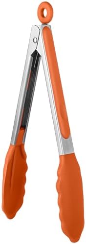 U-Taste Kitchen Tong for Cooking, 600ºF Heat-Resistant Silicone, 9in/Orange