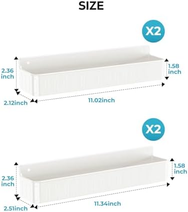 Nieifi Spice Rack Wall Mount, 4 Pack White, 2" Depth, Screw/Adhesive