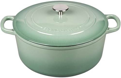 EDGING CASTING Enameled Cast Iron Dutch Oven Pot With Lid, 5.5 Quart, for Bread Baking, Cooking, Sage Green