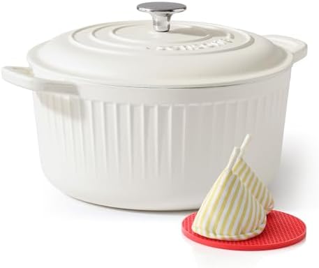 SENSARTE 5.5QT Enameled Cast Iron Dutch Oven Pot Casserole Dish with Lid