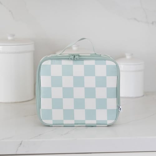 Tiny Twinkle Insulated Lunch Box for Girls and Boys | Durable and Reusable for School & Travel | Ages 3 and Up | Waterproof and Easy to Clean | PFAs and BPA Free（Sage Checkers）