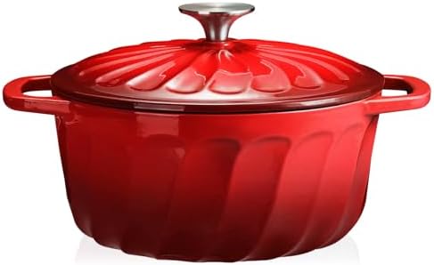 Enameled Cast Iron Dutch Oven Pot with Lid, 6 QT Large Dutch Oven