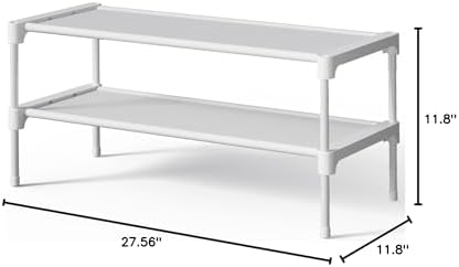 Kitsure Shoe Rack - Non-Woven Shoe Rack Shelf, 27.5" Wide - 2 Tier, White