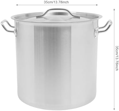 33L/34.9Qt Commercial Large Stock Pot with Lid,Nickel Free Stainless Steel Cookware Healthy Polished Stockpots, Induction Soup Pot for Cooking Home Use