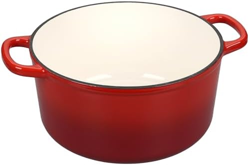 EDGING CASTING Enameled Cast Iron Dutch Oven with Sourdough Bread Baking Kit, Bread Dutch Oven with Lid, Includes Proofing Basket & Baking Tools, 5qt, Red