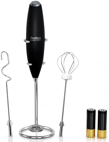 Milk Frother Handheld Electric Whisk with Stand & Batteries Coffee Latte