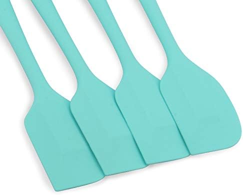 4-Piece Silicone Spatula Set with Stainless Steel Core, Light Blue