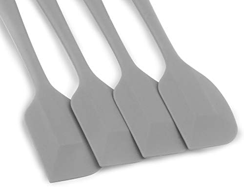 4-Piece Silicone Spatula Set with Stainless Steel Core, Gray