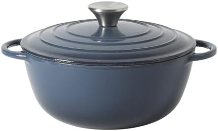 Gibson Home Addlestone 2.65 Qt Enameled Cast Iron Dutch Oven Pot with Lid – Round, Oven Safe to 500°F, Ideal for Bread Baking & Stews - Gradient Navy Blue