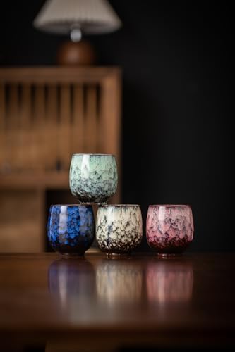 Jianzhan Ceramic Teacup, Kung Fu Tea Set, Coffee cup，Yerba Mate Set Ceramic Mate CupSet of 4 (4 colors)