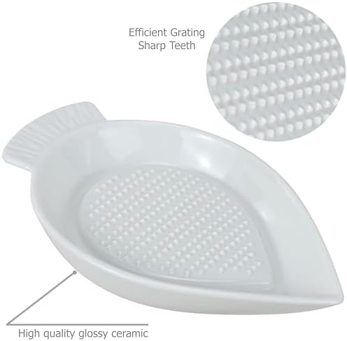 EIKS Ceramic Grater Plate Grinding Dish with Spoon and Brushes