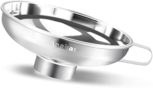 Anaeat Stainless Steel Canning Funnel with Handle for Wide and Regular Jars & Canning Jars, Wide-Mouth Funnels Excellent for Transferring Liquid and Dry Ingredients, Large Solids, Beans & Jams (5.5")