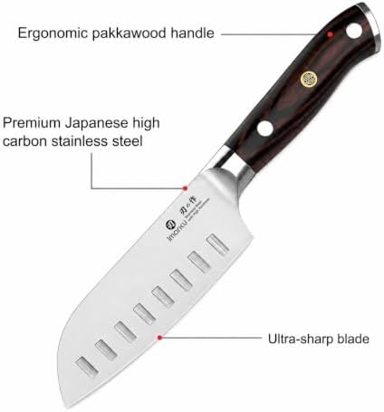 imarku Santoku Knife 5 Inch, Ultra Sharp Chef Knife with Pakkawood Handle