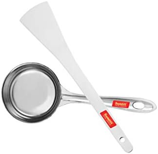 Sumeet Stainless Steel Perfect Dosa Making Spoon/Ladle Set of 2 Pcs (1 Turner, 1 Short Pour Ladle with Flat Base)