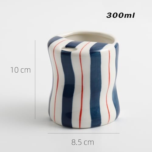 Espresso Cups Ceramic Coffee Mug Series European Striped Dot Coffee Cup And Saucer Mug Cake Plate Afternoon Tea Set Tea Cup And Saucer (Deep Blue)