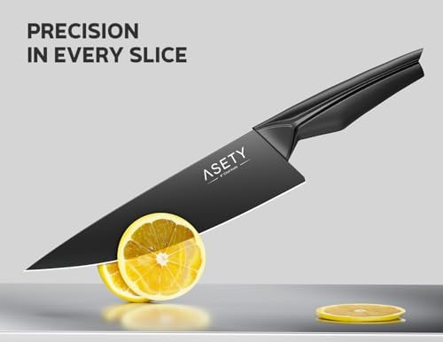 ASETY Kitchen Knife Set, 15 PCS Knife Block Set, Dishwasher Safe, Black