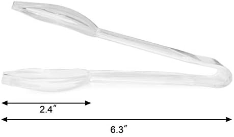 New Star Foodservice 35582 High Heat Plastic, Straight Edge Utility Tong, 6", Clear, Set of 12
