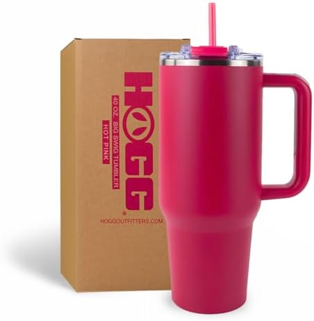 Big Swig 40oz Tumbler with Handle and Straw - Hot Pink, 40 oz Tumbler, Insulated Cup with Handle, 40oz Water Bottle with Straw, Thermal Cups, Leak Proof Lid, Travel Mugs, Stainless Steel