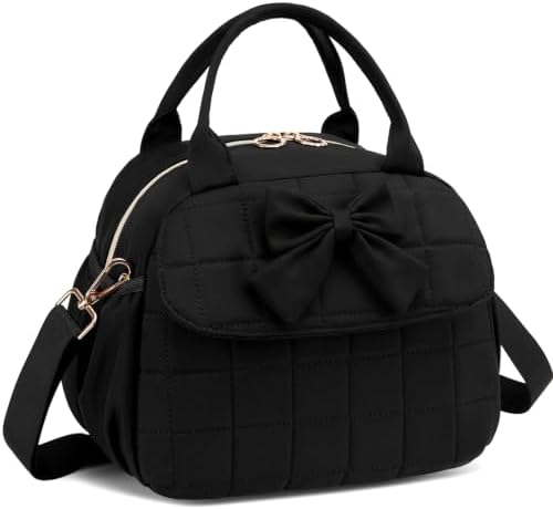 LEDAOU Lunch Box for Women Insulated Lunch Bag Corduroy Lunch Tote Bags Leakproof Cooler Lunch Case for Travel Work Picnic (A-Upgrade -Black)