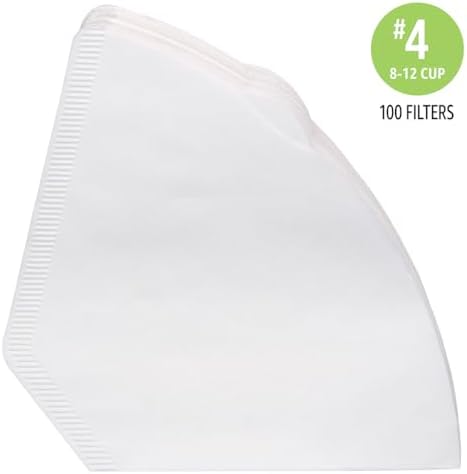 Amazon Basics Number 4 Cone Coffee Filters for 8-12 Cup Coffee Makers, White, 100 Count