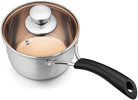 Herogo 2Qt Saucepan with Lid, 18/10 Stainless Steel Sauce Pan Pot, 2 Quart Saucepan for Gas Electric Stove Top Camping, Rust Free & Dishwasher Safe