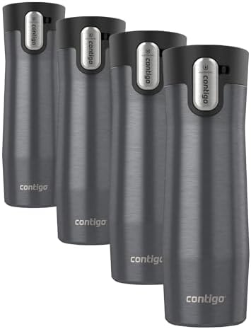 Contigo Travel Mug, Vacuum-Insulated Stainless Steel | AUTOSEAL Technology | Easy-Clean Lid | 20 oz | 2-Pack, Pack of 4