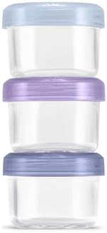 Ello Color Lock 4oz Glass Condiment Containers with Lids, 3 Pack, Purple