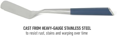 Calphalon Solid Turner, Cooking Spatula, Kitchen_Spatula, Stainless Steel Turner_with Silicone Heat Resistance Handle, Nonstick-Safe Spatula with Ergonomic Handle (Navy), Turner (Pack of 4)