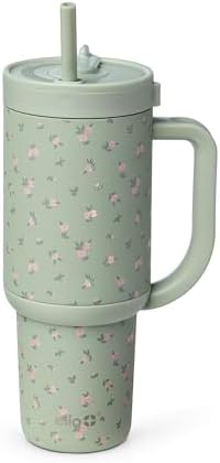 Ello Oasis 30oz Insulated Stainless Steel Tumbler with Straw, Full Bloom