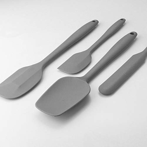 4-Piece Silicone Spatula Set with Stainless Steel Core, Gray