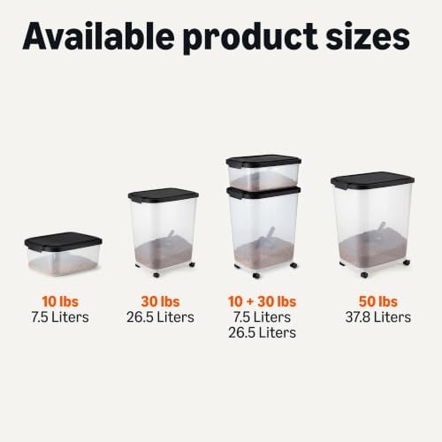 Amazon Basics Pet Food Storage Container, BPA-Free, Detachable Scoop, Secure Seal, 10lbs