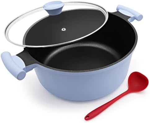 7 Qt Nonstick Stock Pot with Lid, Large Soup Pot with Stay-Cool Handle,Blue