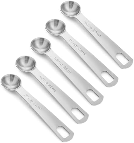 5PCS 1/2 Teaspoon Measuring Spoon, 4.5 Inch 1/2 Teaspoon Scoop (2.5m)