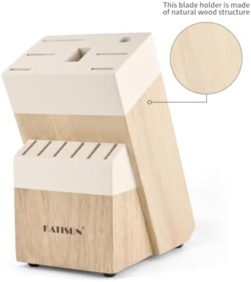 Kitchen Knife Set,14-Piece Knife Set With Block Wooden, Self Sharpening For Chef Knife Set, High Carbon German Stainless Steel Knife Block Set, Dishwasher Safe Cutlery, Cream