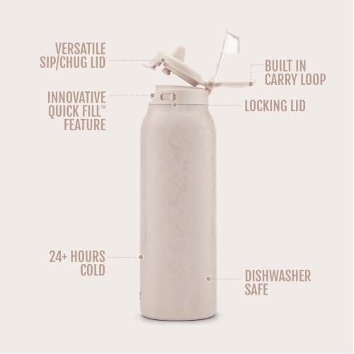 Ello Pop & Fill Insulated Stainless Steel Water Bottle with Quick Fill Lid, Leakproof Locking, Sip or Chug Spout, BPA-Free, Double Wall Vacuum Insulated for Sports, Travel & School- 22oz / 32oz / 40oz