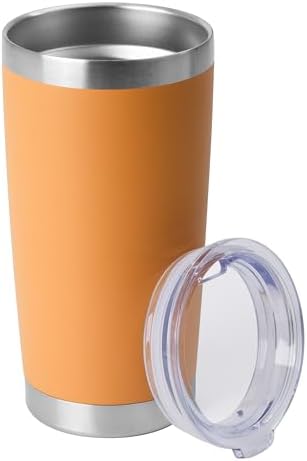 HASLE OUTFITTERS 20oz Stainless Steel Tumblers Bulk, Insulated Travel Cup with Lid, Double Wall Vacuum Coffee Mug for Cold & Hot Drinks 1 Pack, Orange