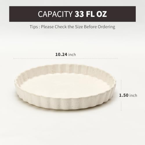 Ceramic Pie Pan for Baking[10 inch],NonStick Ceramic Quiche Baking Dish