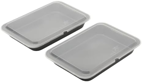 GoodCook Set of 2 Nonstick Steel 13" x 9" Cake Baking Pans with Covers, Gray
