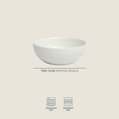 Gibson Home Extra Large Serving Bowls Set of 2-100 oz 10-Inch White Porcelain Salad Bowl Set, Stackable Ceramic Kitchen Bowls, Dishwasher & Microwave Safe