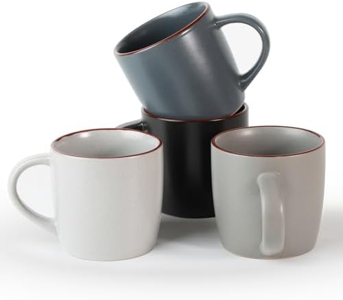 famiware Mercury Coffee Mugs 13 oz, Coffee Mugs Set of 4 with Handle, Cups for Latte, Hot Tea, Cappuccino, Mocha, Cocoa, Multi-color