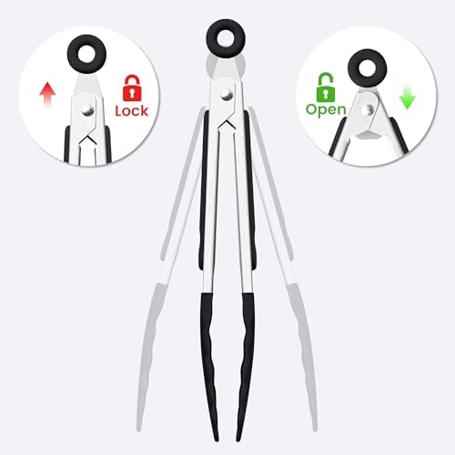 6PCS 7-Inch Silicone Tongs Set, Stainless Steel Tongs with Silicone Tips