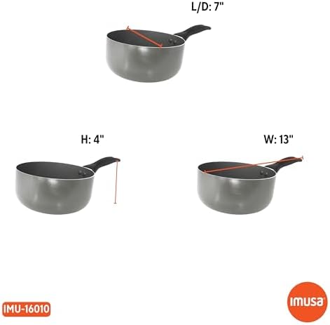 IMUSA 2 Qt Chef Cera Aluminum Ceramic Saucepan for Sauces, Gray
