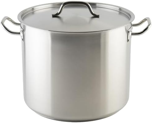 Winco Silver 32 qt Stainless Steel Stock Pot with Cover