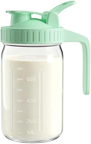 32oz Mason Jar Pitcher, Glass Breast Milk Pitcher with Lid