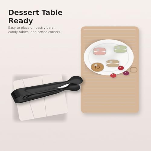 Small Serving Tongs, Mini Stainless Steel Sugar Tongs for Ice, Candy, Appetizers, Charcuterie, Kitchen Serving Utensils, Black
